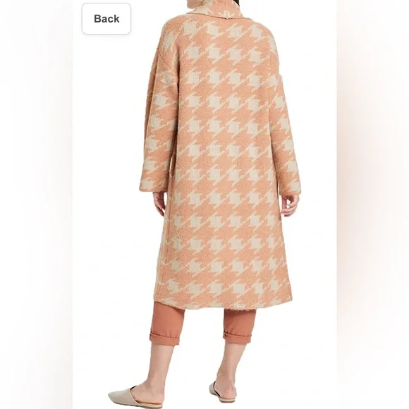 ❌SOLD❌ A New Day Peach & Cream Houndstooth Open Sweater Cardigan Jacket Long - Picture 3 of 10